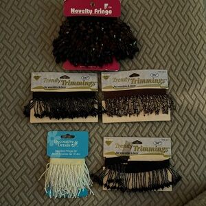 Trendy Trimmings Fringe Set - Black, Brown, White, multi. All new, never unwrapp